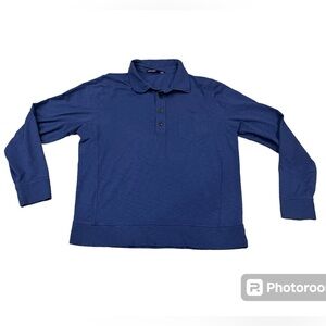 B. DRADDY USA Mens L Stretch Blue Polo Soft Long Sleeve Shirt Casual Golf Top